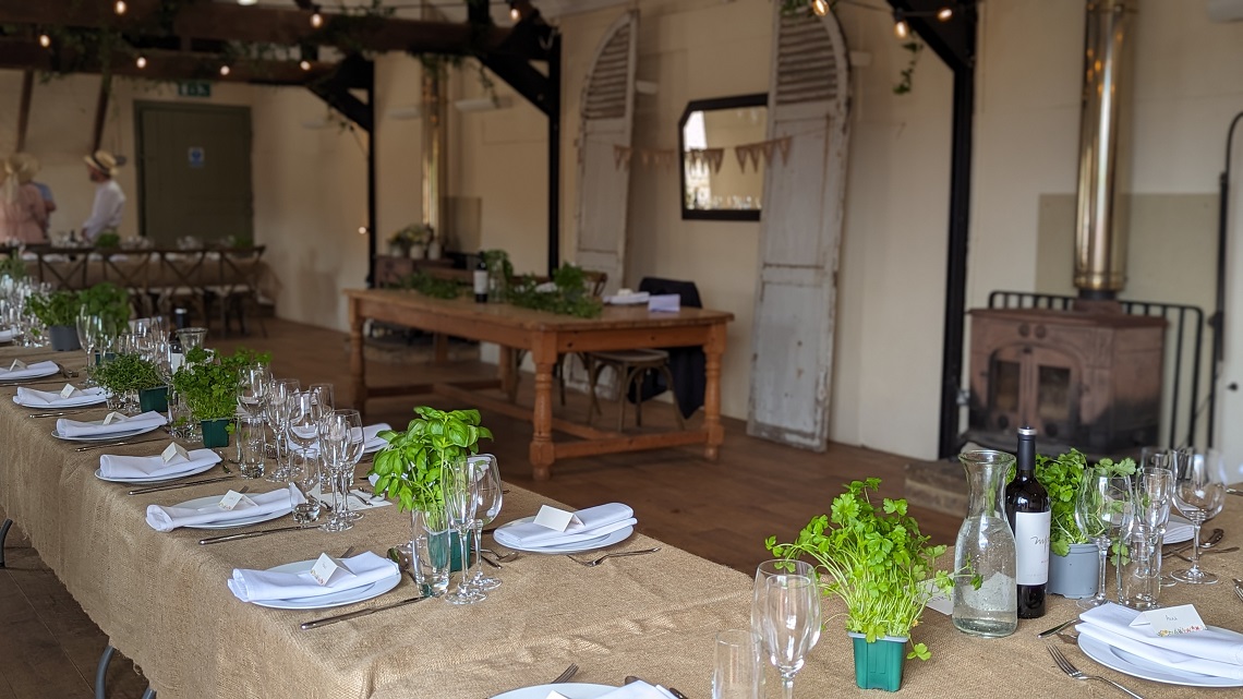 myrtles courtyard reception set up