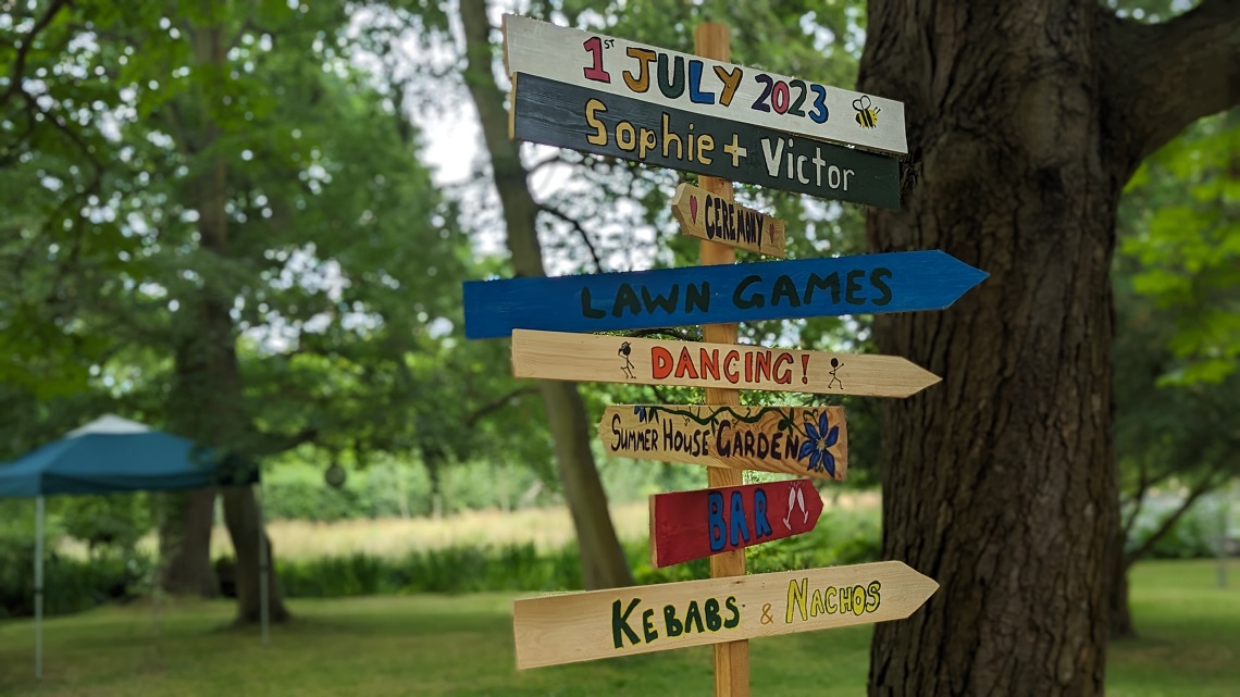 wedding decor signpost