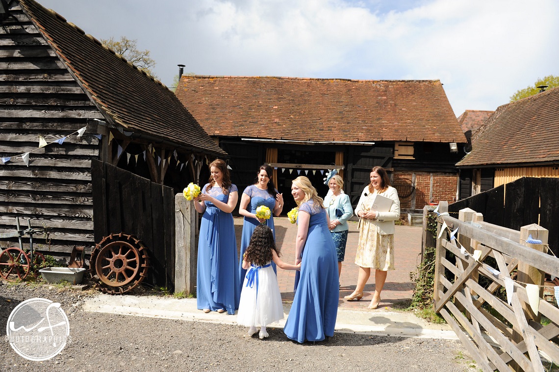 celebrant greeting wedding party