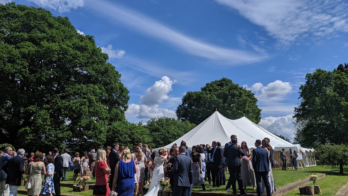 wedding guests post ceremony